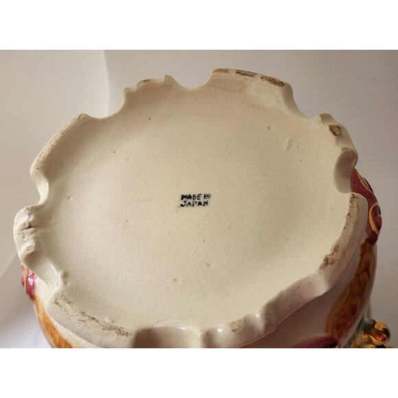 Bowl & Lid-Gold Trim-Japanese Inspired Summer Scenes-3D Embossed-Colorful-Footed - Picture 13 of 16